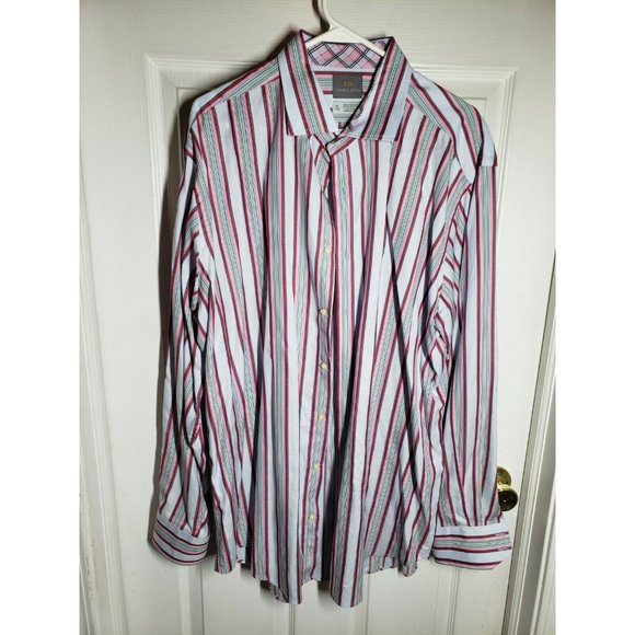 Thomas Dean Other - Thomas Dean Men's Blue Pink Navy Green Stripe Cotton Casual Shirt Size XXL
